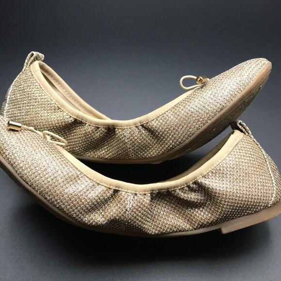 Jessica Simpson Glitter Gold Flats Sandals Sz 6.5 - Picture 3 of 7